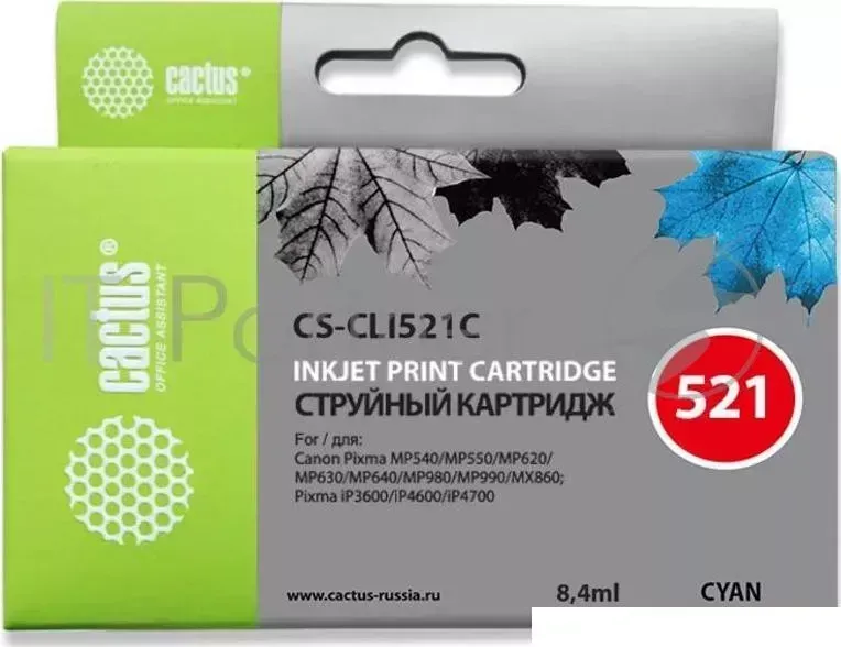 Картридж струйный CACTUS CS CLI521С голубой для Canon MP540/MP550/MP620/MP630 8,2ml