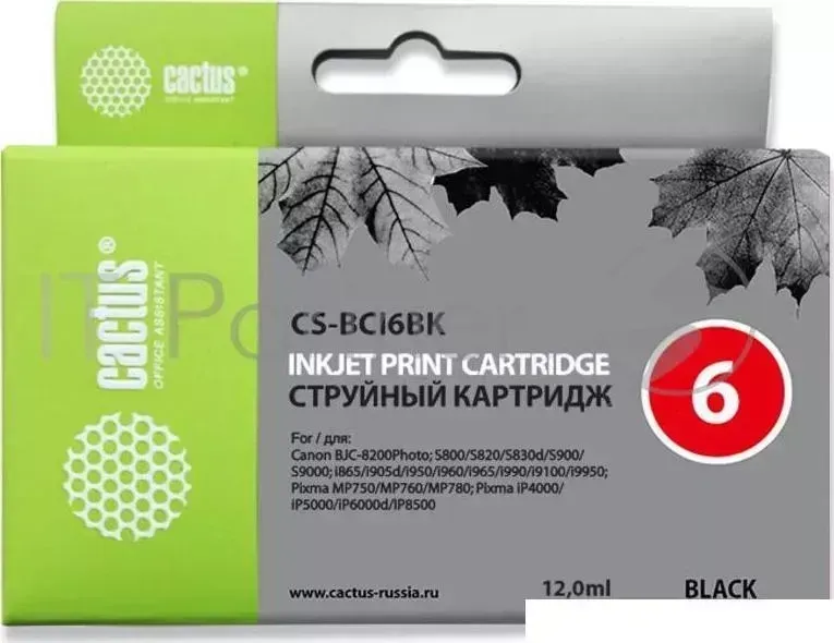 Картридж струйный CACTUS CS BCI6BK черный для Canon i905D i950S i960x i965 i990 i9100 12ml