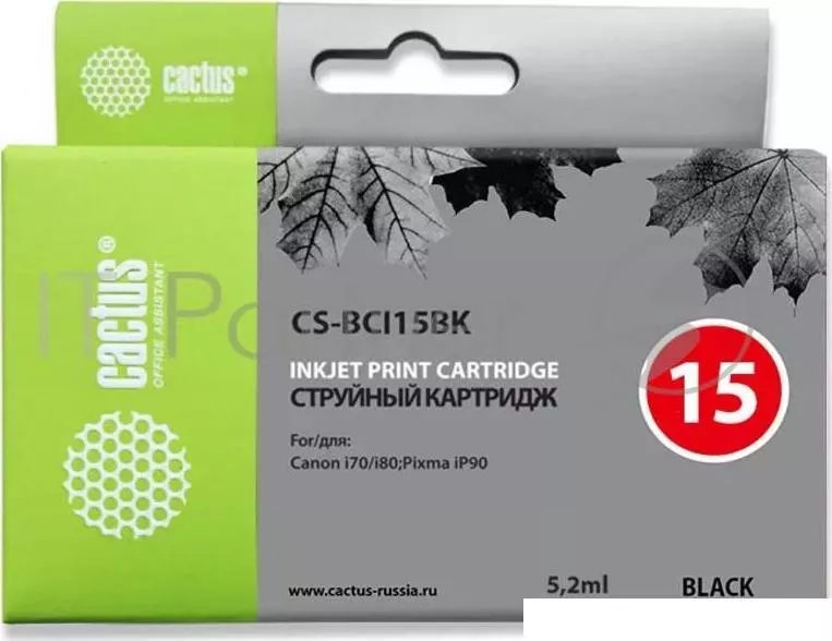 Картридж струйный CACTUS CS BCI15BK черный для Canon BJ I70 5,2ml