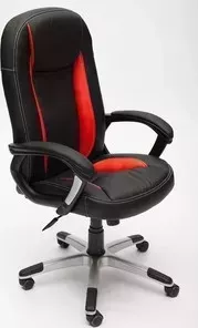 Кресло офисное TetChair BRINDISI кож/зам, черный/красный/черный перфорированный, 36-6/36-161/36-6/06