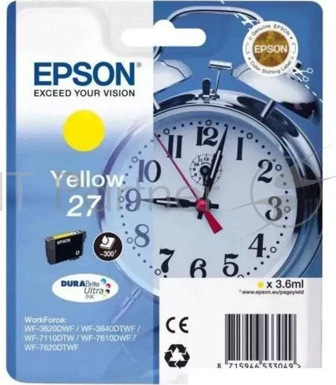 Картридж струйный EPSON T2704 Yellow C13T27044022/C13T27044020 желтый, 300 стр., для WF7110/7610/7620 300стр.