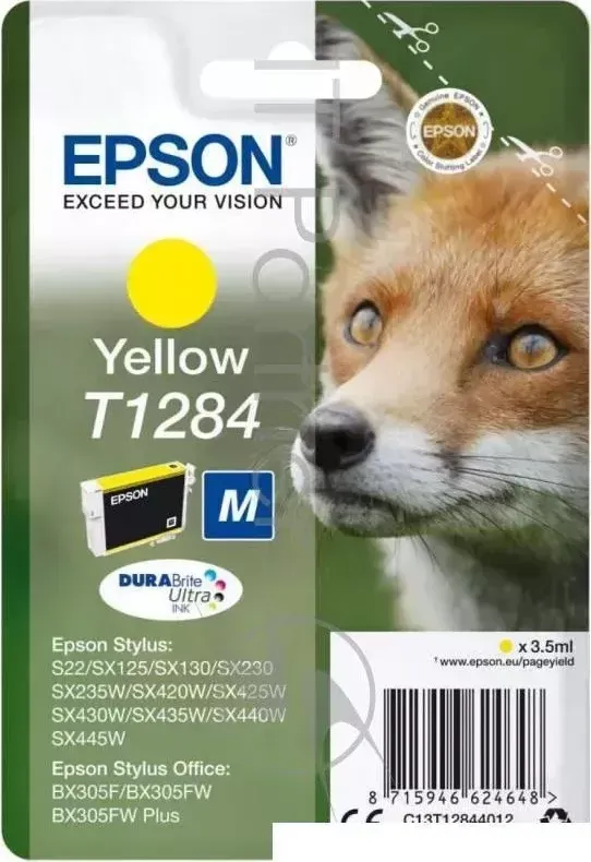 Картридж EPSON T1284 (C13T12844012/C13T12844011) желтый для S22/SX125/SX425/BX305