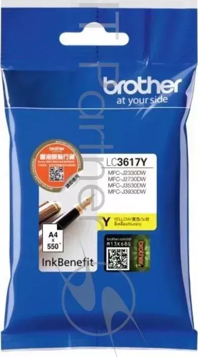 Картридж BROTHER струйный LC3617Y желтый, 550 стр., для MFC J3530DW, MFC J3930DW