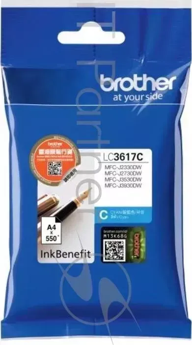 Картридж BROTHER струйный LC3617C голубой, 550 стр., для MFC J3530DW, MFC J3930DW