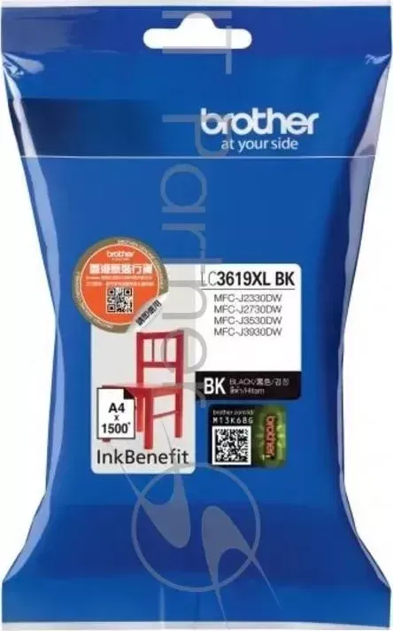 Картридж BROTHER струйный LC3619XLBK черный повышенной емкости 3000 стр. для MFC J3530DW, MFC J3930DW
