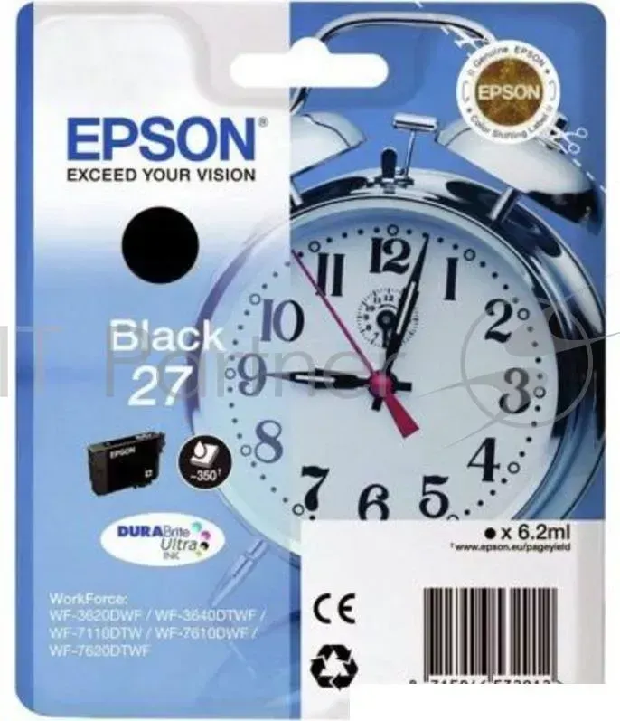 Картридж струйный EPSON C13T27014020 черный для WF7110/7610/7620 (350стр.) (6.2мл)