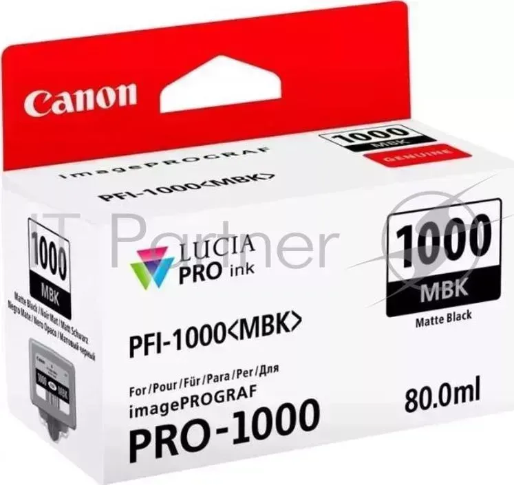 Картридж CANON PFI-1000 MBK Matte Black CANON PFI 1000 для IJ SFP PRO 1000 WFG. Матовый ч рный. 80 мл.