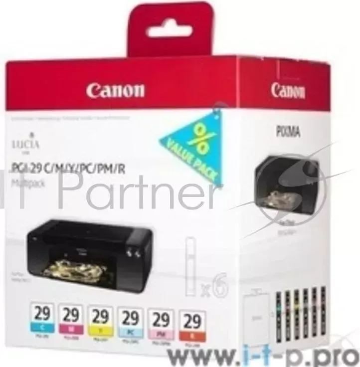 Картридж CANON PGI-29 C MULTIPACK для Pixma Pro 1(голубой, пурпурный, желтый, фото-голубой, фото-пурпурный, красный) CANON Набор ей PGI 29 CMY/PC/PM/R Multi PRO 1. Голубой, ж лтый, фото голубой, фото красный.