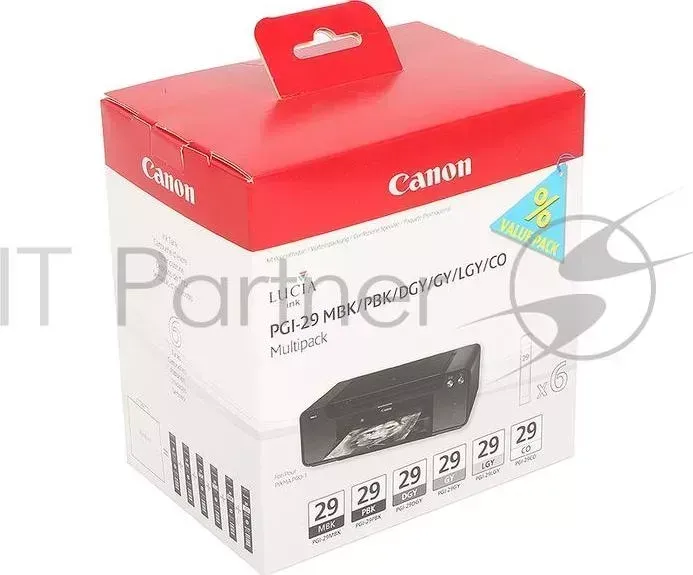 Картридж CANON PGI-29 MBK MULTIPACK для Pixma Pro 1 (матовый черный, фото-черный, темно-серый, серый, светло-серый) CANON Набор ей PGI 29 /PBK/DGY/GY/LGY Multi PRO 1. Матовый ч рный, фото ч рный, т мно светло серый.