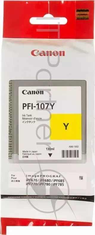 Картридж струйный CANON PFI 107Y 6708B001 желтый для