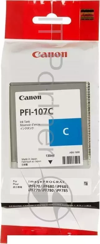 Картридж струйный CANON PFI 107C 6706B001 голубой для
