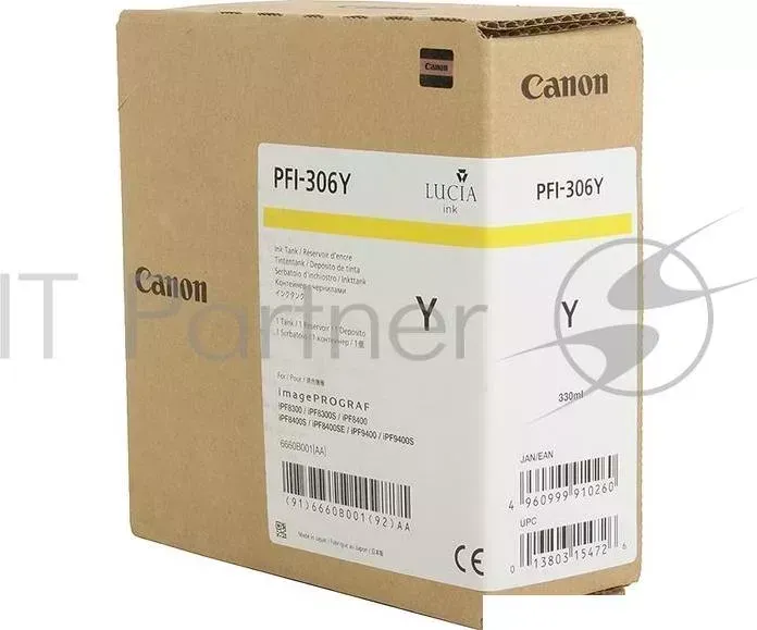 Картридж струйный CANON PFI-306 Y желтый для iPF8300S/8400/9400S/9400 (6660B001)