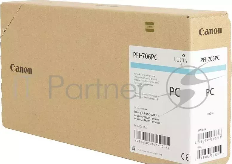 Картридж струйный CANON PFI 706 PC фото голубой для iPF8300S/8400/9400S/9400 6685B001