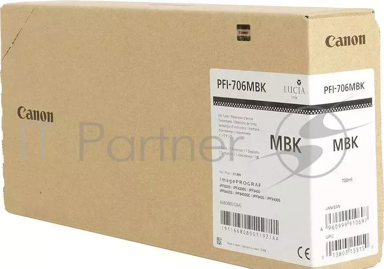 Картридж струйный CANON PFI 706 MBK черный матовый для iPF8300S/8400/9400S/9400 6680B001