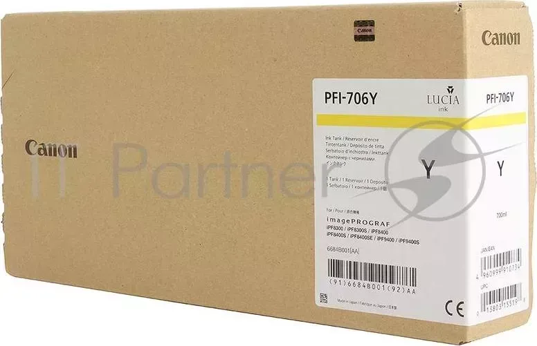 Картридж струйный CANON PFI 706 Y желтый для iPF8300S/8400/9400S/9400 6684B001