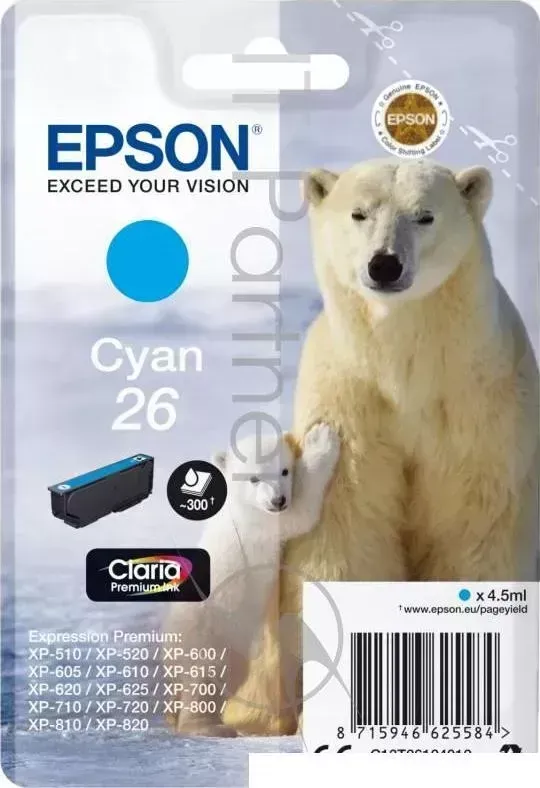 Картридж струйный EPSON C13T26124012/C13T26124010 голубой для