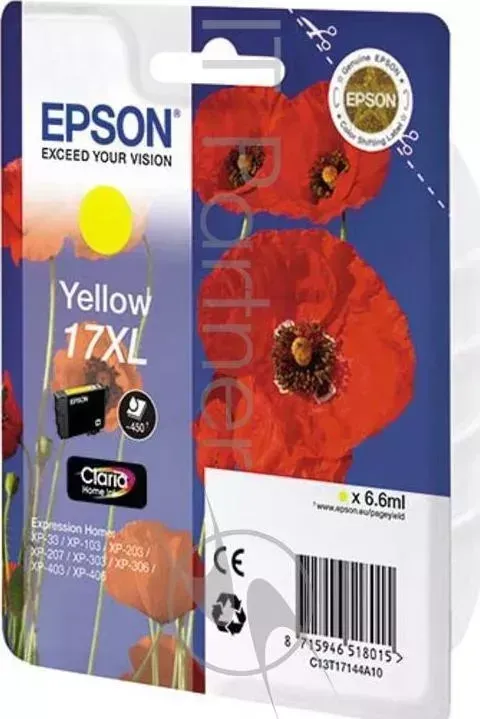 Картридж струйный EPSON T1714 XL Yellow (C13T17144A10) желтый, 450 стр., для XP-33/103/203/207/303/306/403/406