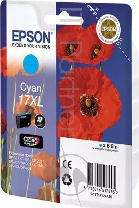 Картридж струйный EPSON C13T17124A10 голубой для XP33/203/303 (450стр.)