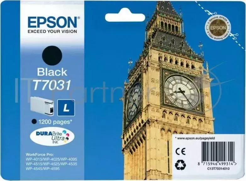 Картридж струйный EPSON C13T70314010 black для I/C WP 4000/4500 1.2k