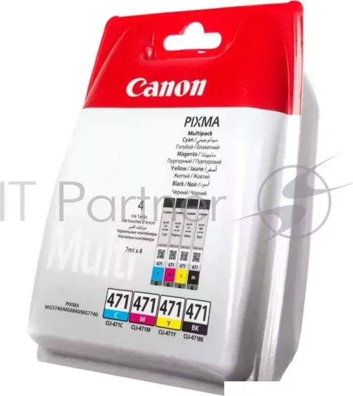 Картридж CANON CLI 471 BK/C/M/Y EMB MULTI BL 0401C004 / CLI 471C/M/Y/Bk , MULTIPACK C, M, Y, Bk многоцветный черный, синий, пурпурный, желтый , 7мл х 4, до 376 с