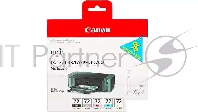 Картридж CANON PGI-72 PBK/GY/PM/PC/CO Multi Pack CANON Фото PGI 72 для PRO 10. Ч рный. 510 фотографий.