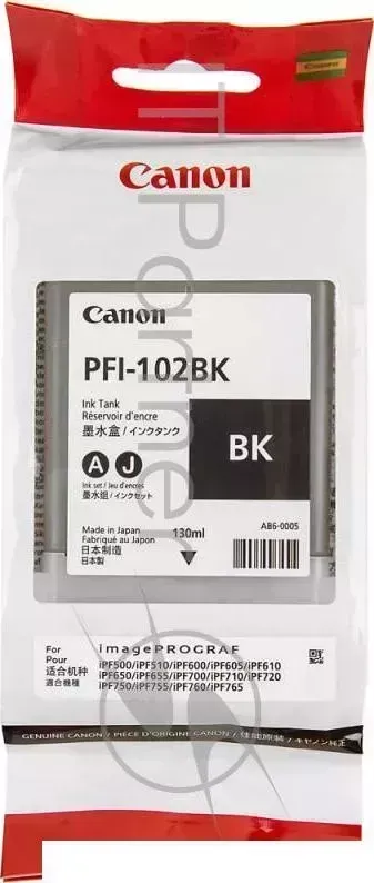 Картридж струйный CANON PFI 102Bk 0895B001 черный, 130 мл., для iPF605, iPF610, iPF650, iPF655, iPF710, iPF750, iPF755, LP17, iPF510