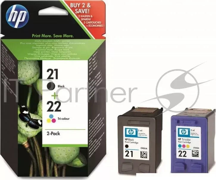 Картридж струйный HP 21+22 SD367AE многоцветный/черный x2уп. для HP DJ 3900/D1400/D1500 Hewlett-Packard HP 21 22 черный/цветной DJ Combo Pack