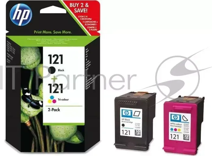 Картридж струйный HP 121 CN637HE черный/трехцветный набор карт. для HP DJ D2500/D2530/F4200 Hewlett-Packard чернильн HP Black/Tri color черн/голуб/пурпурн/желт , комбин упаковка