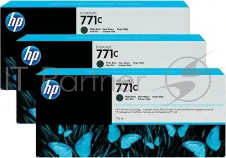 Картридж струйный HP 771C B6Y37A фото черный x3уп. для HP DJ Z6200 (775мл) Hewlett-Packard HP Designjet Printer series 775 мл, 3 шт. в упаковке