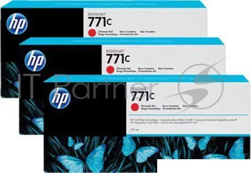 Картридж струйный HP 771C B6Y32A хроматический красный x3уп. для HP DJ Z6200 (775мл) Hewlett-Packard HP Designjet Printer series 775 мл, 3 шт. в упаковке