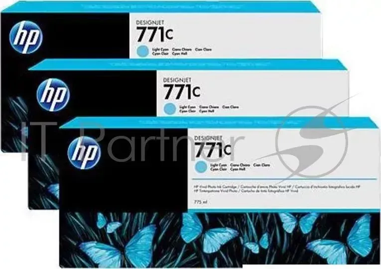 Картридж струйный HP 771C B6Y36A светло-голубой x3уп. для HP DJ Z6200 (775мл) Hewlett-Packard HP светло голубой Designjet Printer series 775 мл, 3 шт. в упаковке