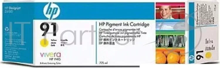 Картридж струйный HP №91 C9469A желтый для HP DJ Z6100 (775мл) Hewlett-Packard HP 91 Pigment 775 мл Yellow DJ