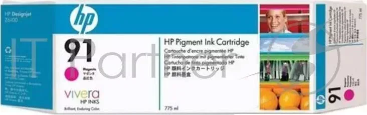 Картридж струйный HP №91 C9471A светло-пурпурный для HP DJ Z6100 (775мл) Hewlett-Packard HP 91 Pigment 775 мл Light Magenta DJ