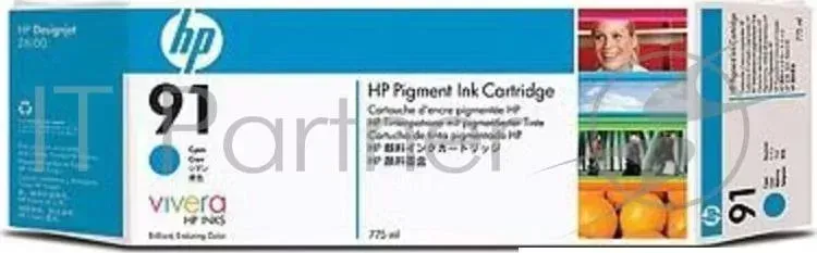 Картридж струйный HP №91 C9467A голубой для HP DJ Z6100 (775мл) Hewlett-Packard HP 91 Pigment 775 мл Cyan DJ