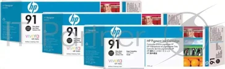 Картридж струйный HP №91 C9481A фото черный x3уп. для HP DJ Z6100 Hewlett-Packard HP 91 Photo Black упаковка из 3 шт C9465A DJ