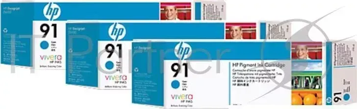 Картридж струйный HP №91 C9483A голубой x3уп. для HP DJ Z6100 Hewlett-Packard HP HP DJ