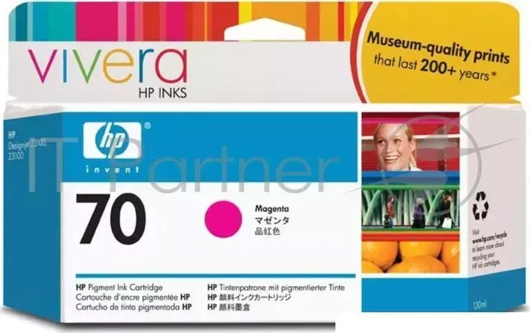 Картридж струйный HP №70 C9453A пурпурный для HP DJ Z2100/Z3100 (130мл) Hewlett-Packard HP 70 Magenta DJ 130 мл
