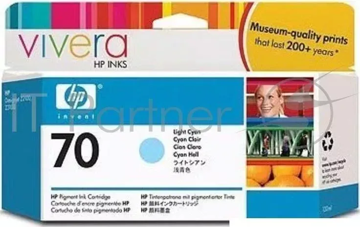 Картридж струйный HP №70 C9390A светло-голубой для HP DJ Z2100/Z3100 (130мл) Hewlett-Packard HP 70 Light Cyan DJ 130 мл