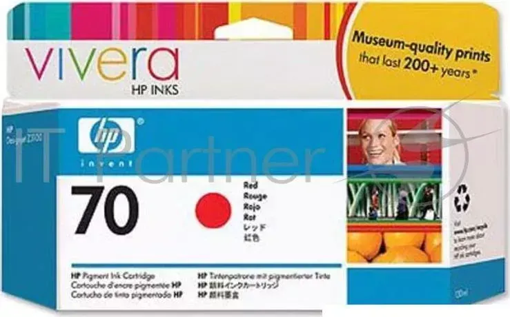 Картридж струйный HP №70 C9456A красный для HP DJ Z2100/Z3100 (130мл) Hewlett-Packard HP 70 Red DJ 130 мл