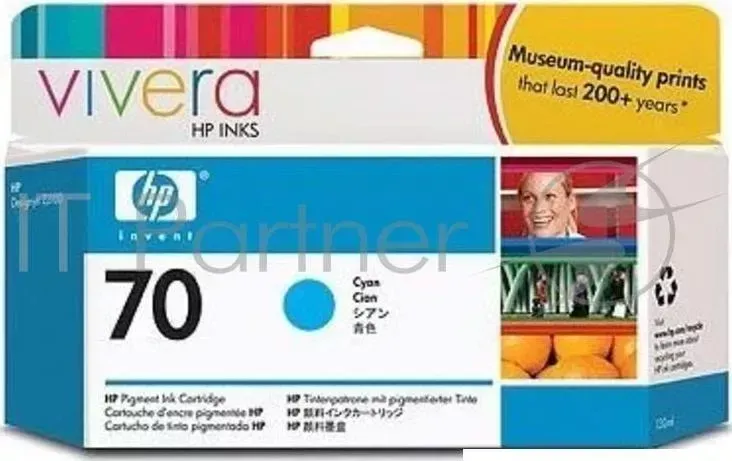 Картридж струйный HP №70 C9452A голубой для HP DJ Z2100/Z3100 (130мл) Hewlett-Packard HP 70 Cyan DJ 130 мл