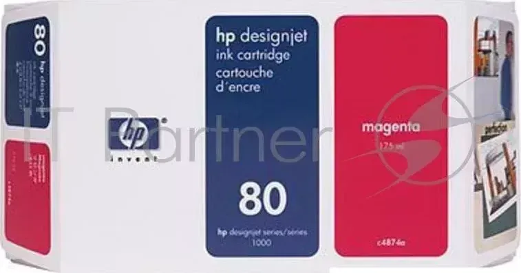 Картридж струйный HP №80 C4847A пурпурный для HP DJ 1050/1055 Hewlett-Packard HP magenta for DesignJet 1050, 1055 No. 80