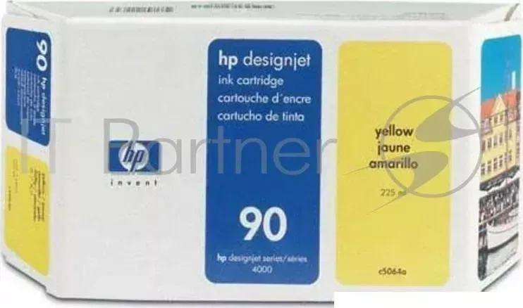 Картридж струйный HP №90 C5064A желтый для HP DJ 4000/4000ps/4500/4500p (225мл) Hewlett-Packard HP yellow 90 Designjet 225 мл