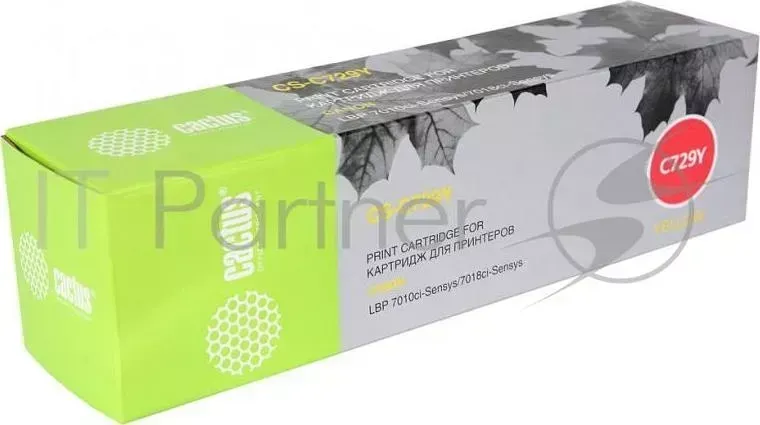 Картридж CACTUS CS C729Y для принтеров Canon i SENSYS LBP7010C/ LBP7018C желтый, 1000стр.