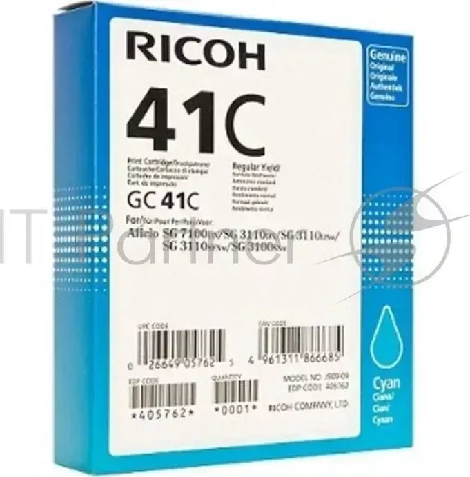 Картридж струйный RICOH GC41C голубой для Aficio 3110DN/DNw/SFNw/7100DN/3100SNw 2200стр. гелевый