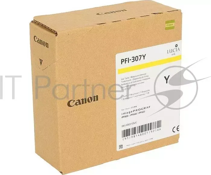 Картридж CANON PFI-307 Y Yellow для iPF 830/840/850 330ml CANON PFI 307 Y плоттера . Ж лтый. 330 мл.