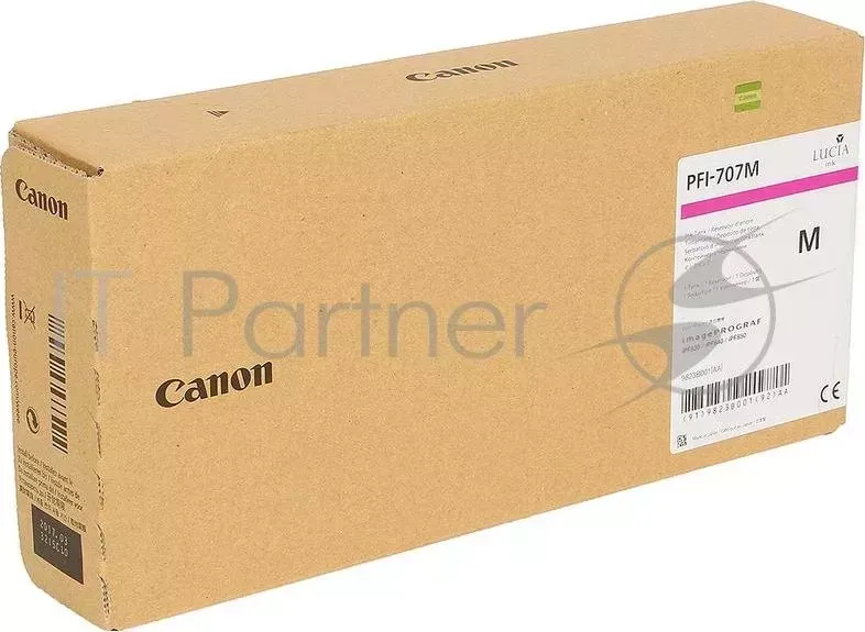 Картридж CANON PFI-707 M Magenta для iPF 830/840/850 700ml CANON PFI 707 M плоттера . Пурпурный. 700 мл.