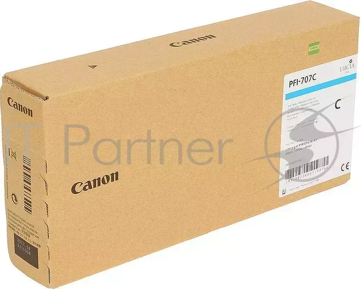 Картридж CANON PFI-707 C Cyan для iPF 830/840/850 700ml CANON PFI 707 C плоттера . Голубой. 700 мл.