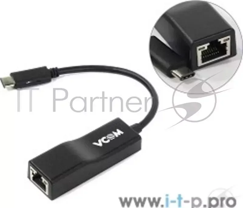 Кабель-переходник USB 3.1 Type-C --> LAN RJ-45 1000Mbps Ethernet, 0.1м VCOM DU320
