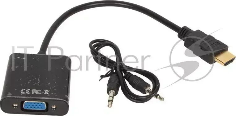 Кабель-адаптер HDMI M-->VGA 15F+Audio ORIENT C100, для подкл.монитора/проектора к выходу HDMI, аудиокабель в комплекте ORIENT -адаптер к , в