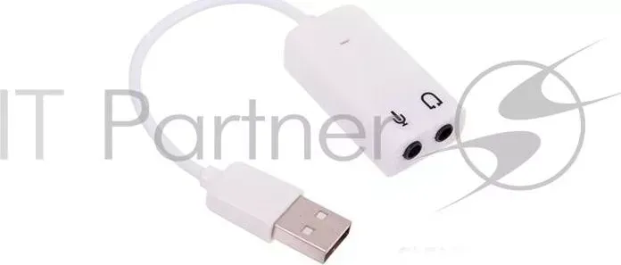 Кабель-адаптер ORIENT -адаптер AU-01SW, USB to Audio, 2 x jack 3.5 mm для подключения гарнитуры к порту USB, белый